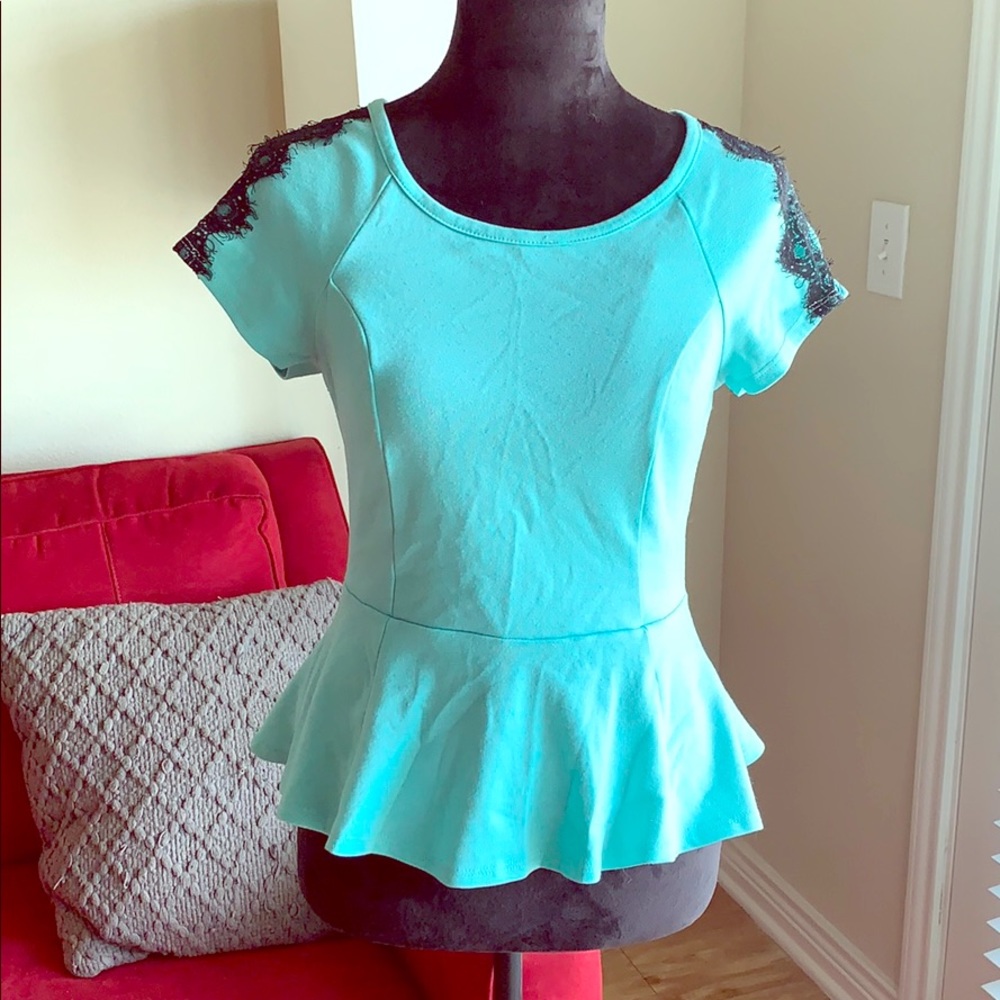 Dainty Turquoise Peplum Top